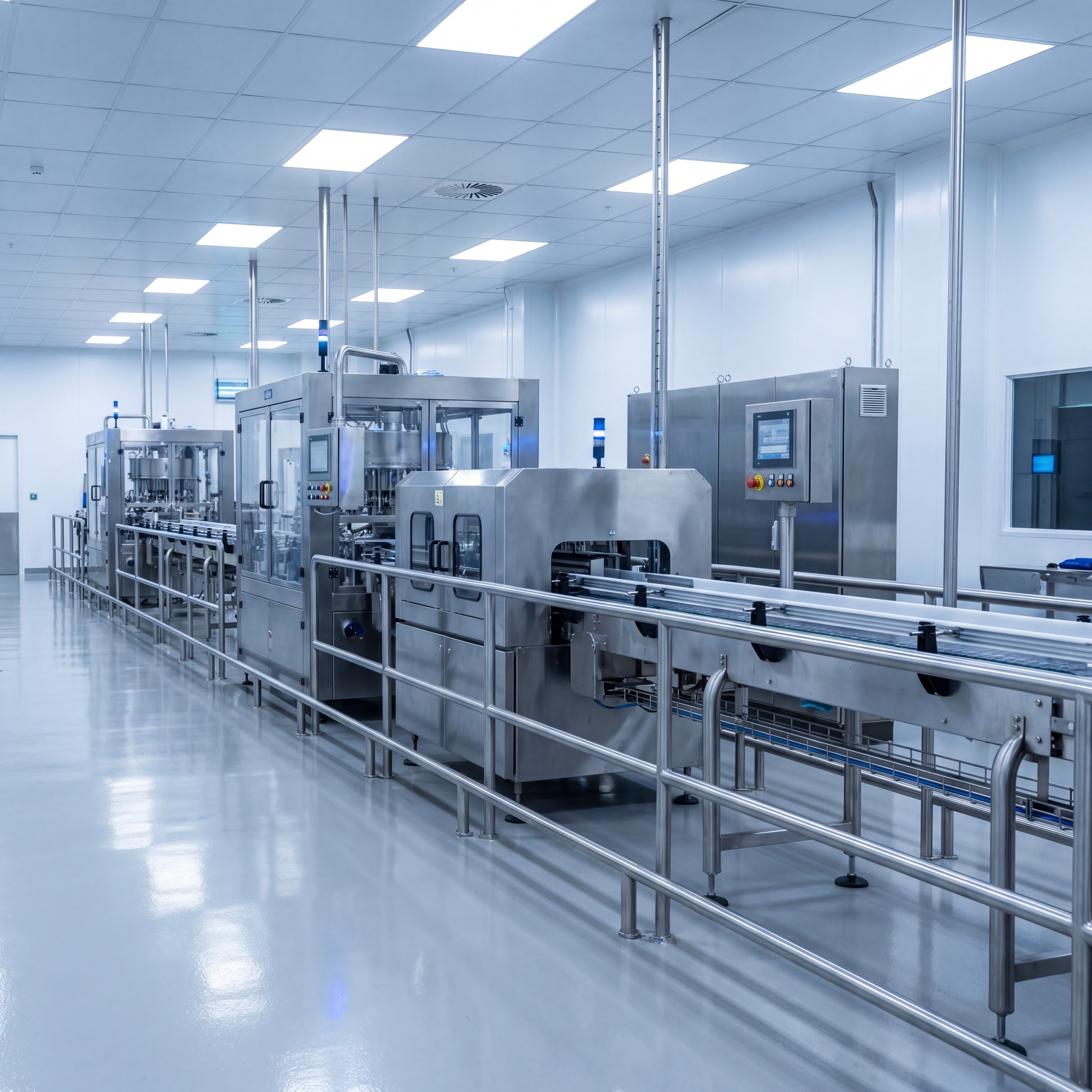 Modern factory production line with stainless steel equipment in Dublin