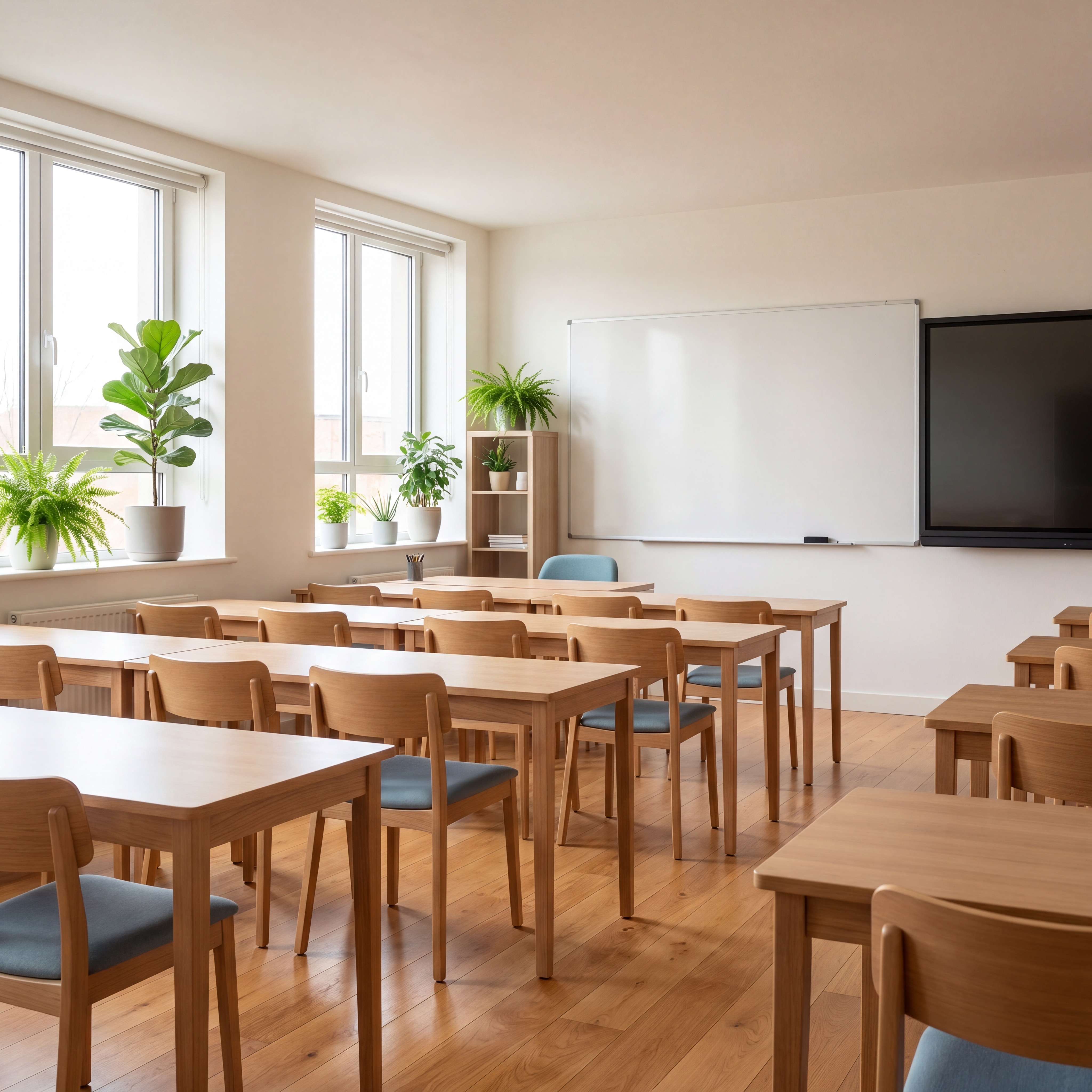 Bright modern classroom training room freshly cleaned in Dublin